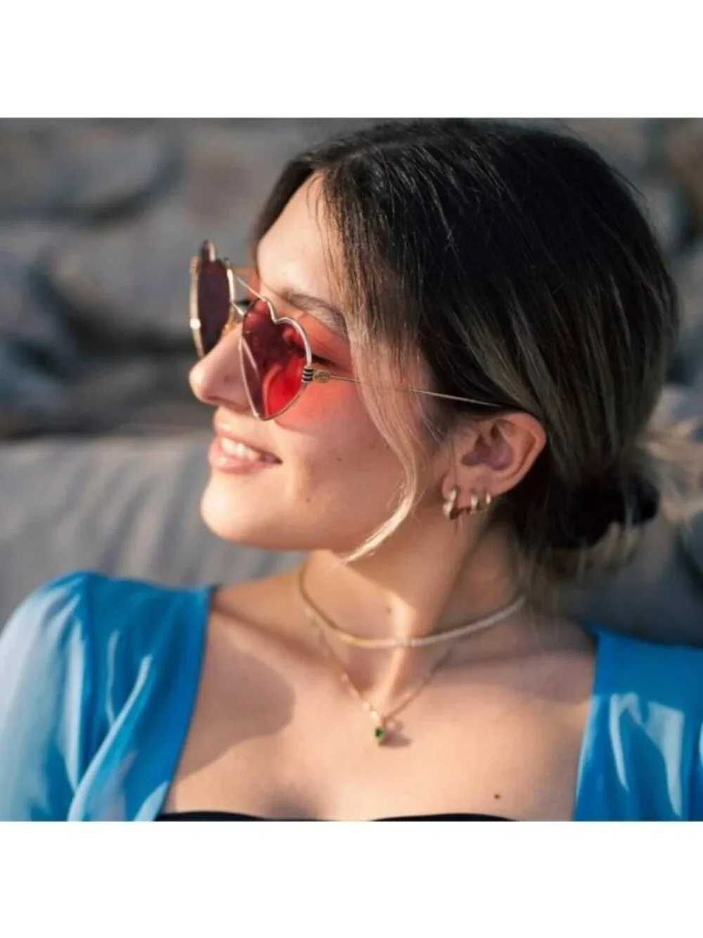 Gucci GG1283S 002 Geometric Sunglasses - Gold\Cyclamen